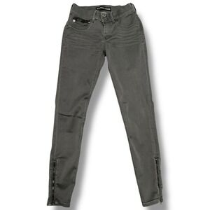 Express Jeans Gray Ankle Legging Jeans Women's 0R Mid Rise Zipper Hem Stretch